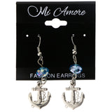 Mi Amore AB Finish Anchor Dangle-Earrings Silver-Tone & Blue