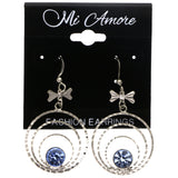 Mi Amore Bow Dangle-Earrings Silver-Tone/Blue