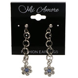Mi Amore Flower Drop-Dangle-Earrings Silver-Tone/Blue