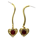 Mi Amore Heart Drop-Dangle-Earrings Gold-Tone/Red