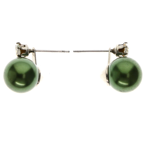 Mi Amore Post-Earrings Green/Silver-Tone