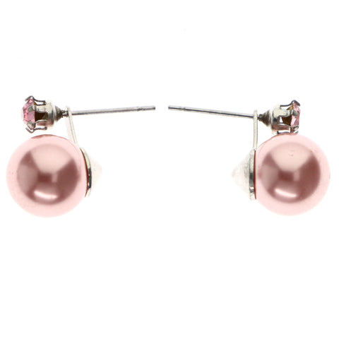 Mi Amore Post-Earrings Pink/Silver-Tone