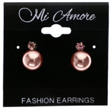 Mi Amore Post-Earrings Pink/Silver-Tone