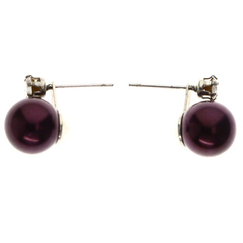 Mi Amore Post-Earrings Purple/Silver-Tone