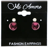 Mi Amore Post-Earrings Purple/Silver-Tone