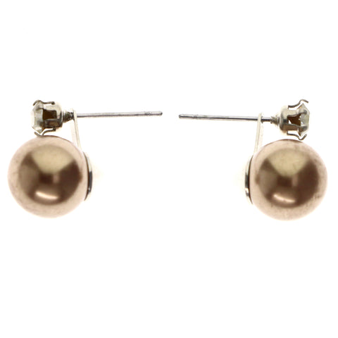 Mi Amore Post-Earrings Brown/Silver-Tone