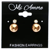 Mi Amore Post-Earrings Brown/Silver-Tone