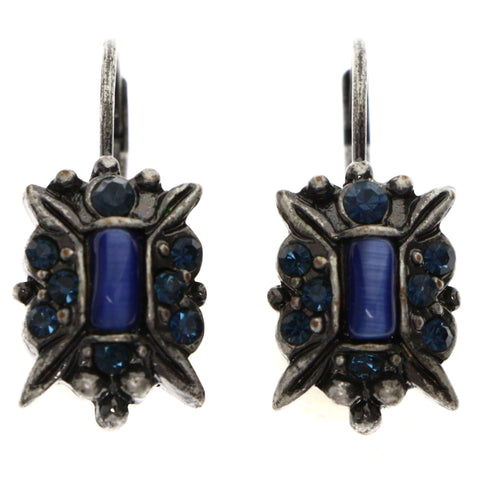 Mi Amore Antiqued Dangle-Earrings Silver-Tone/Blue