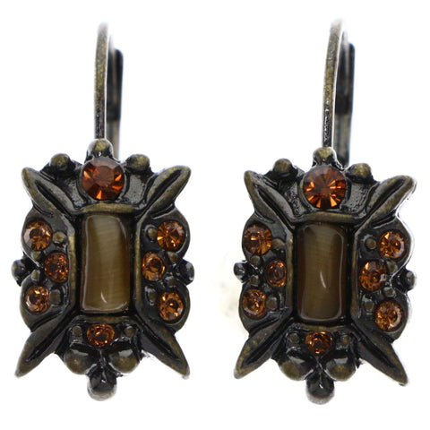 Mi Amore Antiqued Dangle-Earrings Gold-Tone/Brown