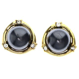 Mi Amore Post-Earrings Black/Gold-Tone