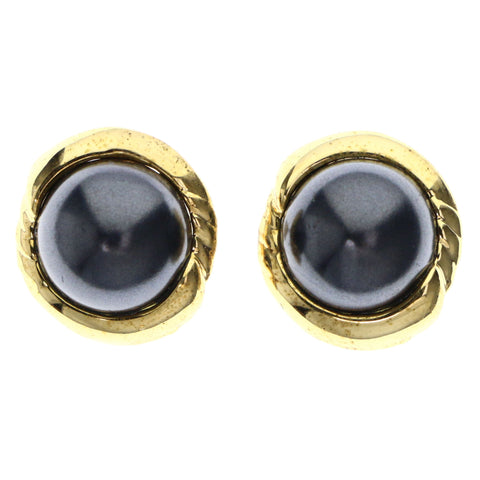 Mi Amore Post-Earrings Black/Gold-Tone