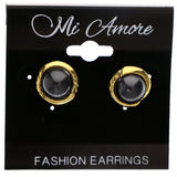 Mi Amore Post-Earrings Black/Gold-Tone