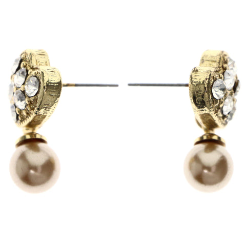 Mi Amore Antiqued Heart Drop-Dangle-Earrings Gold-Tone & Brown