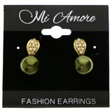 Mi Amore Antiqued Post-Earrings Green/Gold-Tone