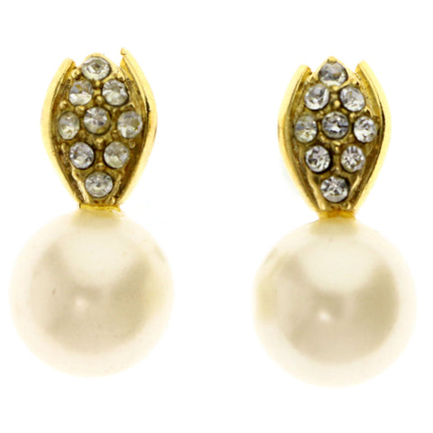 Mi Amore Post-Earrings White/Gold-Tone