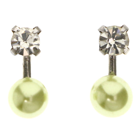 Mi Amore Post-Earrings Green/Silver-Tone