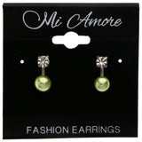 Mi Amore Post-Earrings Green/Silver-Tone