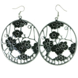 Mi Amore Flower Dangle-Earrings Silver-Tone/Black