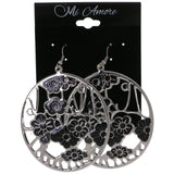 Mi Amore Flower Dangle-Earrings Silver-Tone/Black