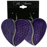 Mi Amore Heart Dangle-Earrings Purple/Silver-Tone