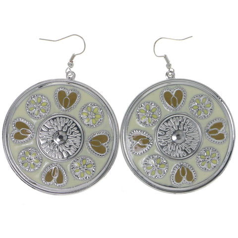 Mi Amore Heart  Flower Dangle-Earrings Silver-Tone