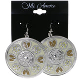 Mi Amore Heart  Flower Dangle-Earrings Silver-Tone