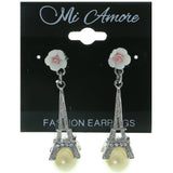 Mi Amore Eiffel Tower Dangle-Earrings Silver-Tone/White