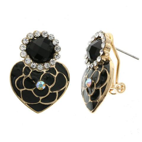Mi Amore Heart Petals AB finish Dangle-Earrings Gold-Tone/Black