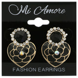 Mi Amore Heart Petals AB finish Dangle-Earrings Gold-Tone/Black