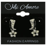 Mi Amore Flower Dangle-Earrings Silver-Tone/Black