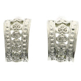 Mi Amore Heart Pattern Hoop-Earrings Silver-Tone