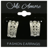 Mi Amore Heart Pattern Hoop-Earrings Silver-Tone