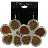 Mi Amore Flower Dangle-Earrings Silver-Tone/Yellow