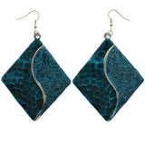 Mi Amore Textured Dangle-Earrings Blue/Silver-Tone