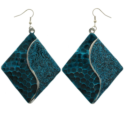 Mi Amore Textured Dangle-Earrings Blue/Silver-Tone