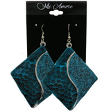 Mi Amore Textured Dangle-Earrings Blue/Silver-Tone