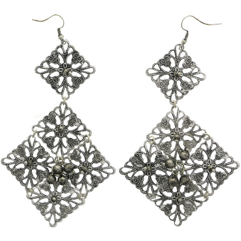Mi Amore Filigree Dangle-Earrings Silver-Tone