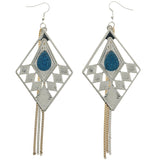 Mi Amore Gold Chain Dangle-Earrings Silver-Tone/Blue