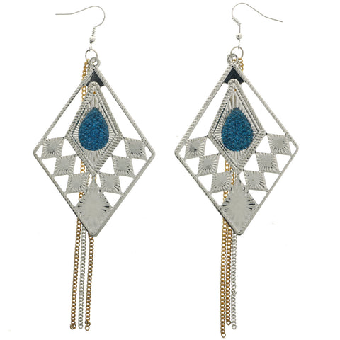 Mi Amore Gold Chain Dangle-Earrings Silver-Tone/Blue