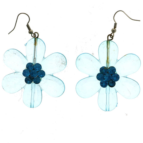 Mi Amore Flower Dangle-Earrings Blue
