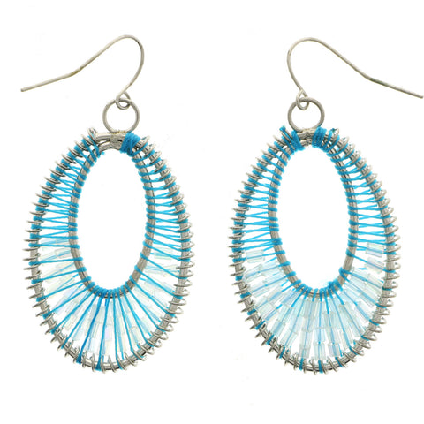 Mi Amore String Dangle-Earrings Silver-Tone/Blue