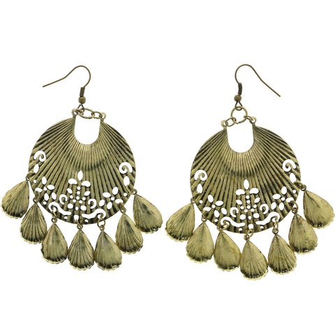 Mi Amore Sea Shell Design Dangle-Earrings Gold-Tone
