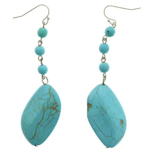 Mi Amore Faux-Turquoise Dangle-Earrings Silver-Tone/Blue