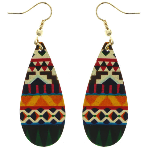 Mi Amore Geometric Pattern Dangle-Earrings Gold-Tone/Multicolor