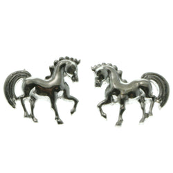 Silver-Tone Metal Stud-Earrings