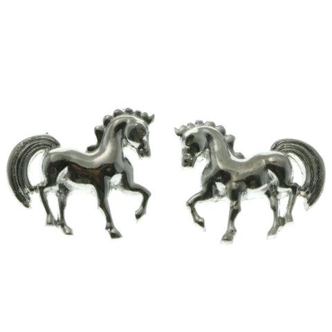 Silver-Tone Metal Stud-Earrings