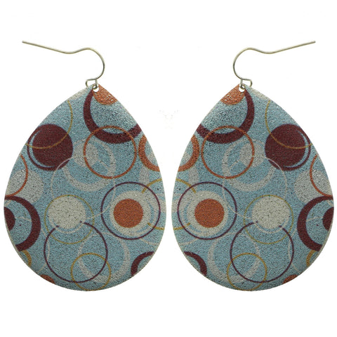 Mi Amore Teardrop  Circle Pattern Dangle-Earrings Blue/Orange