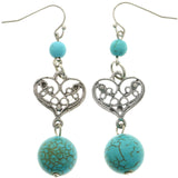 Mi Amore Faux-Turquoise Dangle-Earrings Silver-Tone/Blue