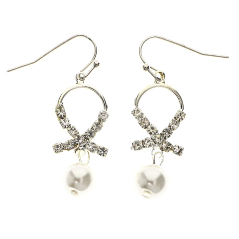 Mi Amore Dangle-Earrings Silver-Tone/White