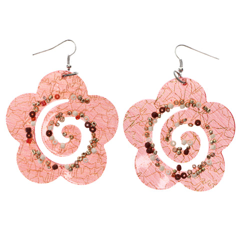 Mi Amore Flower Dangle-Earrings Red/Gold-Tone